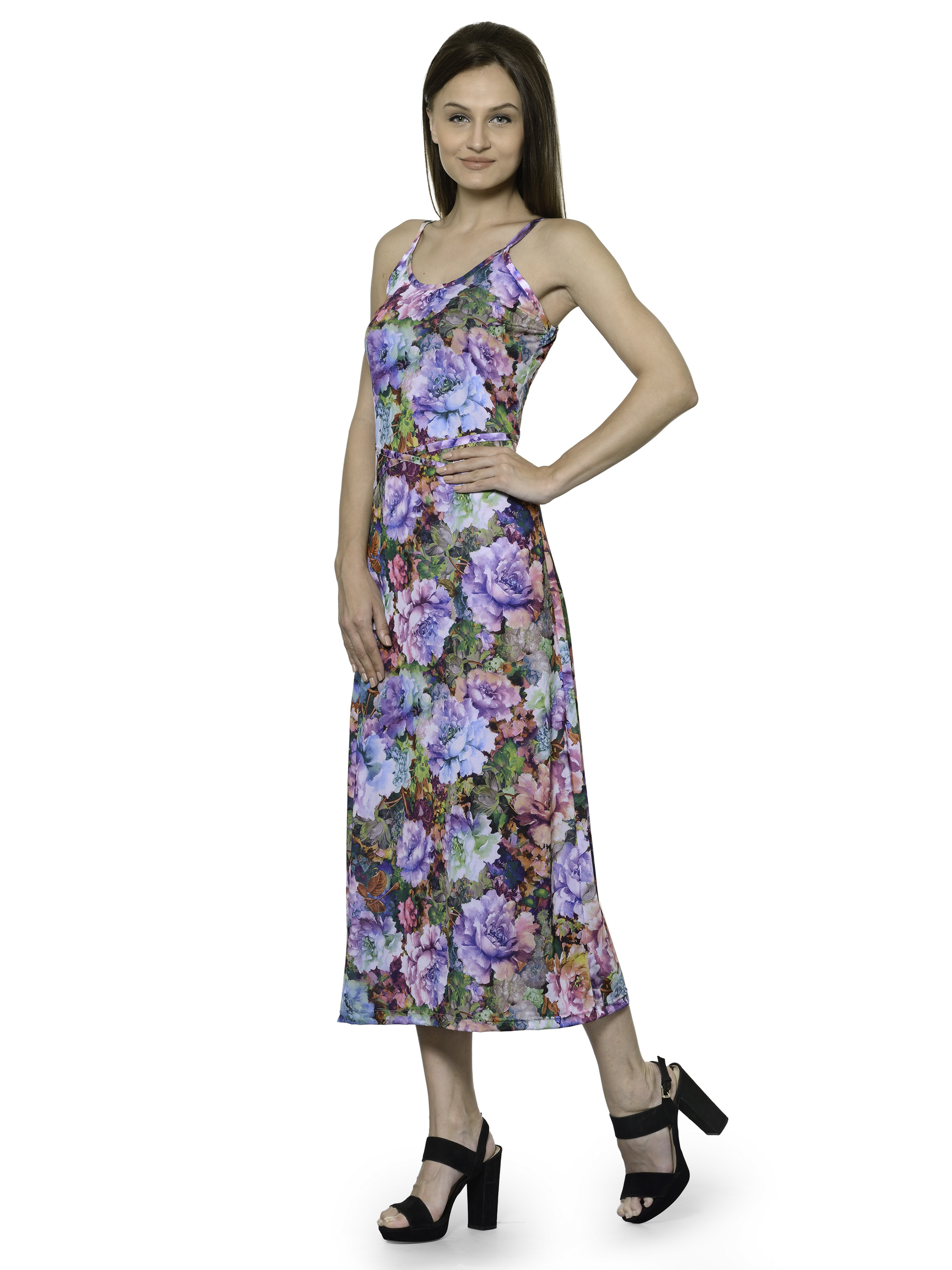 Spagetti style printed maxi dress